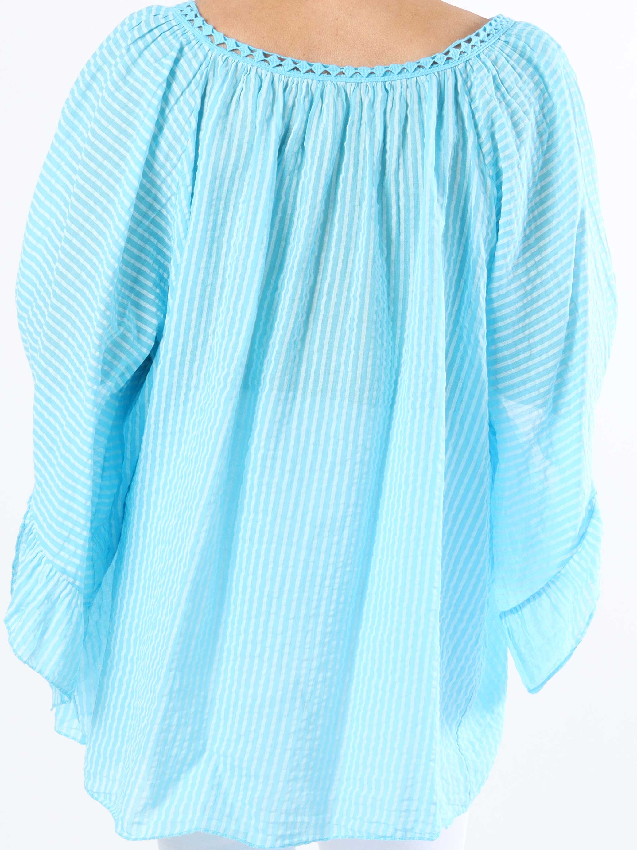 Marija - Söt randig plus size-tunika med vackra ärmar